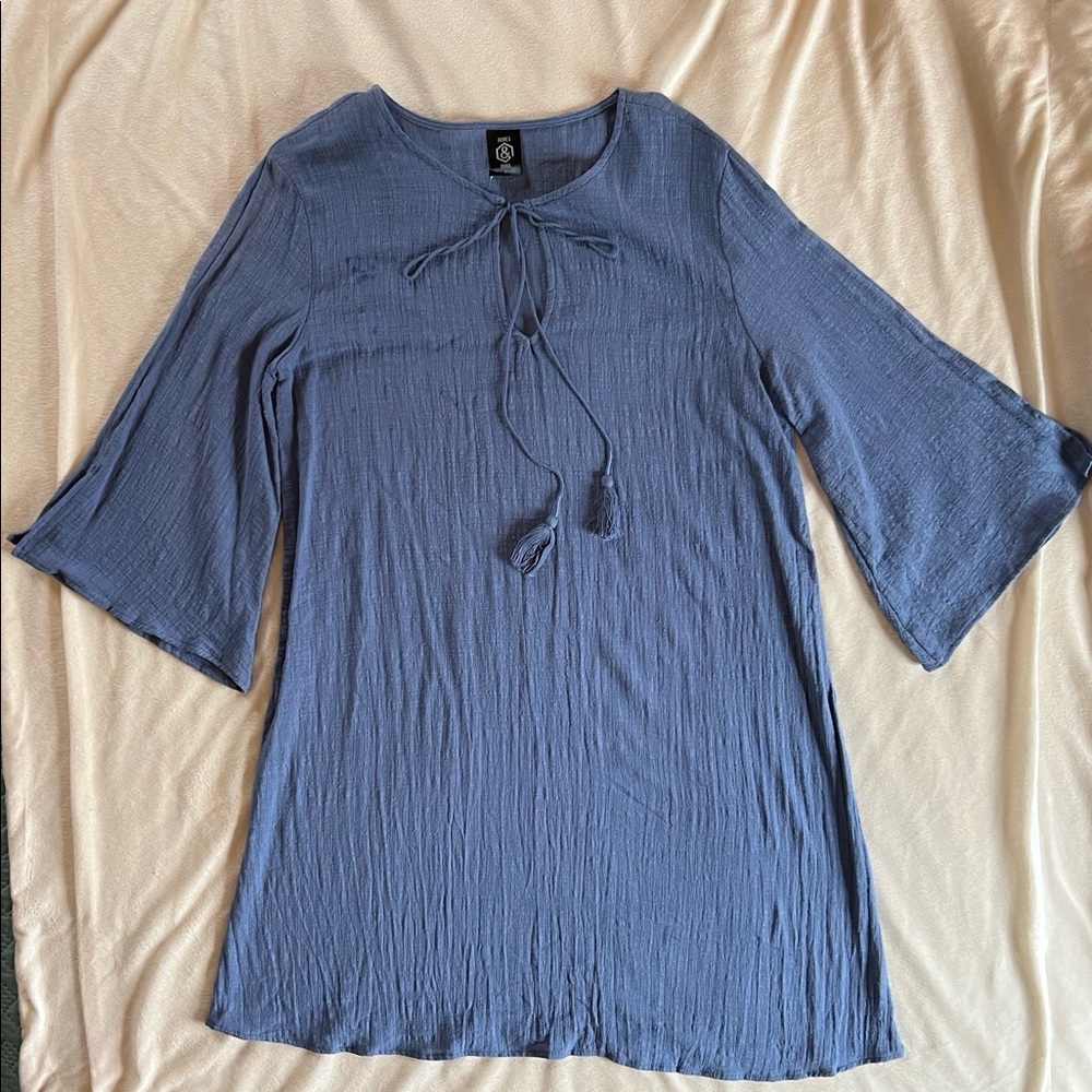 Agnes and dora, tassel cover up top with bell sleeves, blue, large